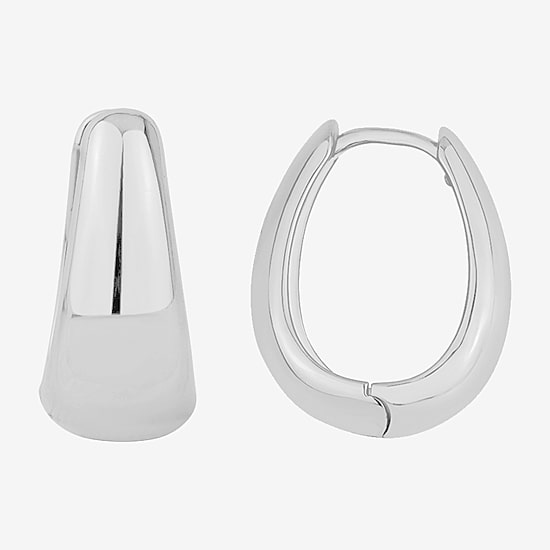 Silver Reflections Womens 20mm Heart Hoop Earrings
