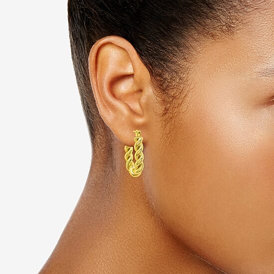 Silver Reflections Womens 14K Gold Over Brass 24mm Hoop Earrings