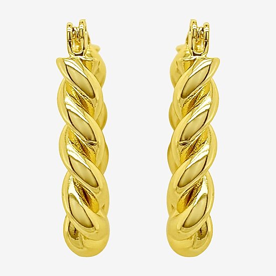 Silver Reflections Womens 14K Gold Over Brass 24mm Hoop Earrings