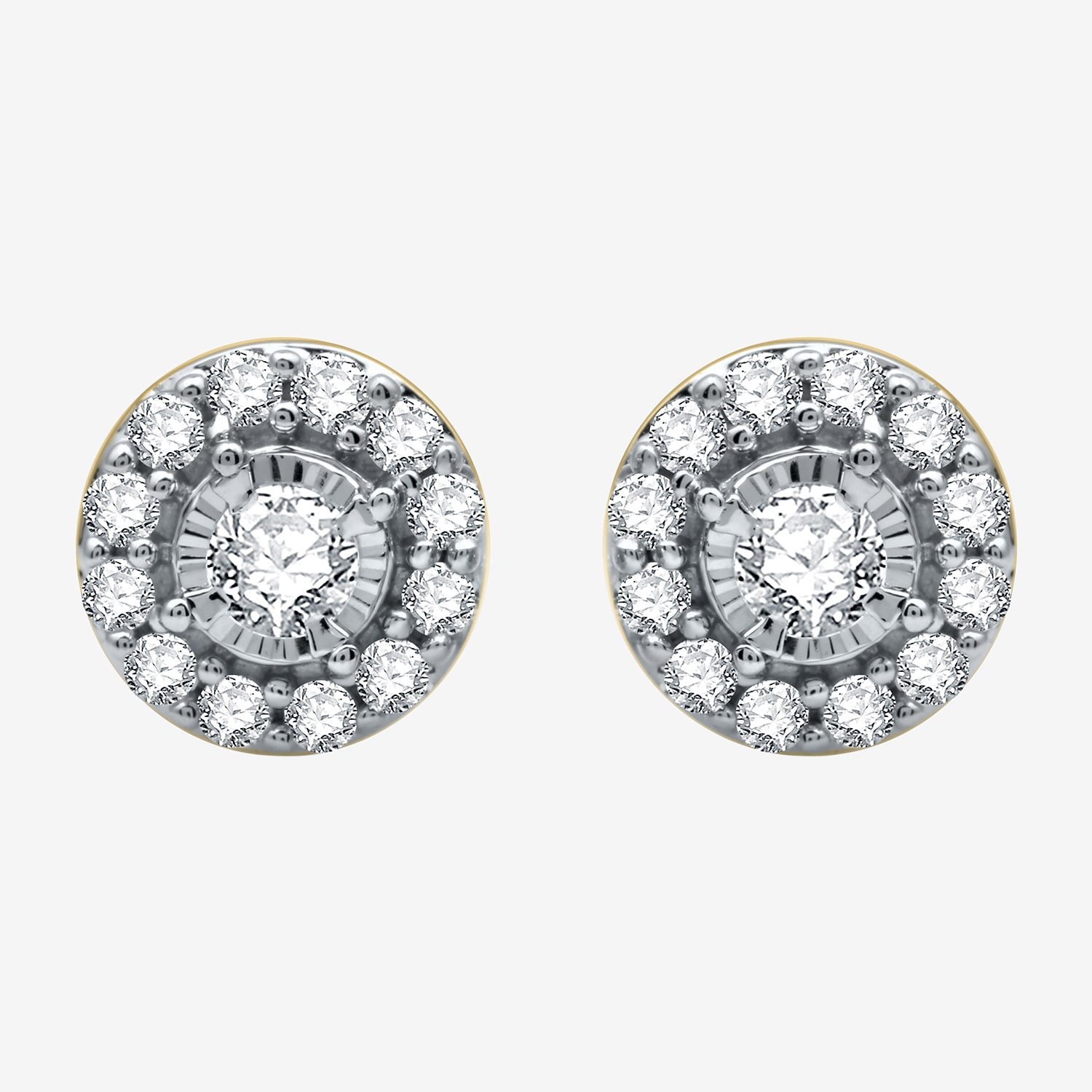 3/8 CT. T.W. Natural White Diamond 10K Gold 7.2mm Round Stud Earrings
