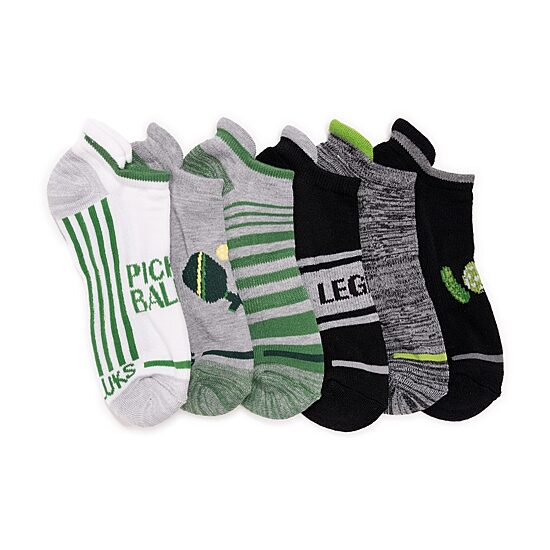 Muk Luks Pickleball Heel Tab Mens Multi-Pack 6 Pair Low Cut Socks