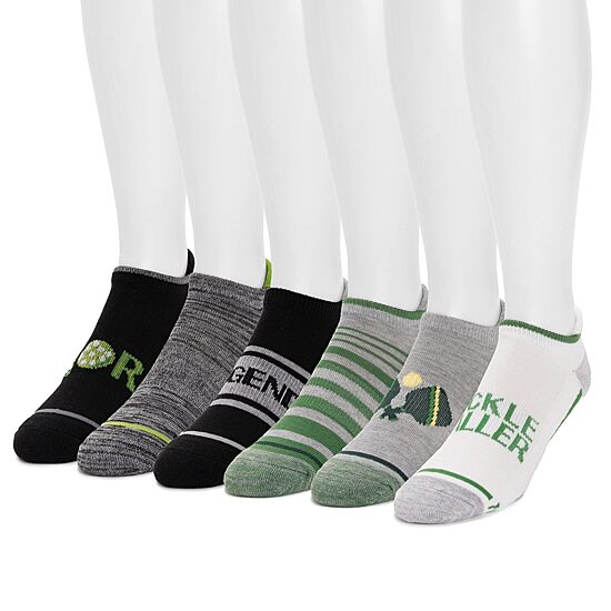 Muk Luks Pickleball Heel Tab Mens Multi-Pack 6 Pair Low Cut Socks