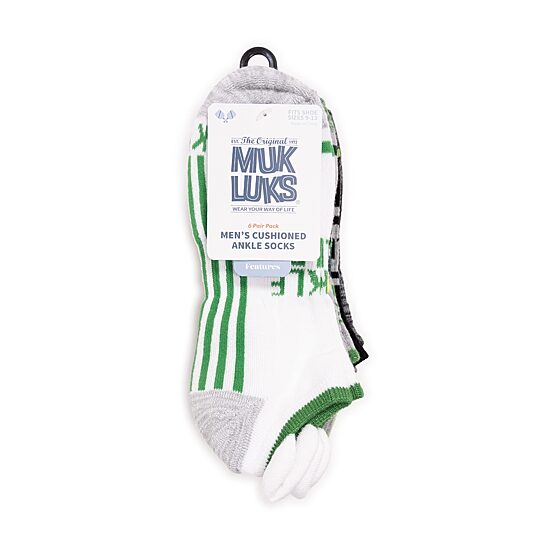 Muk Luks Pickleball Heel Tab Mens Multi-Pack 6 Pair Low Cut Socks