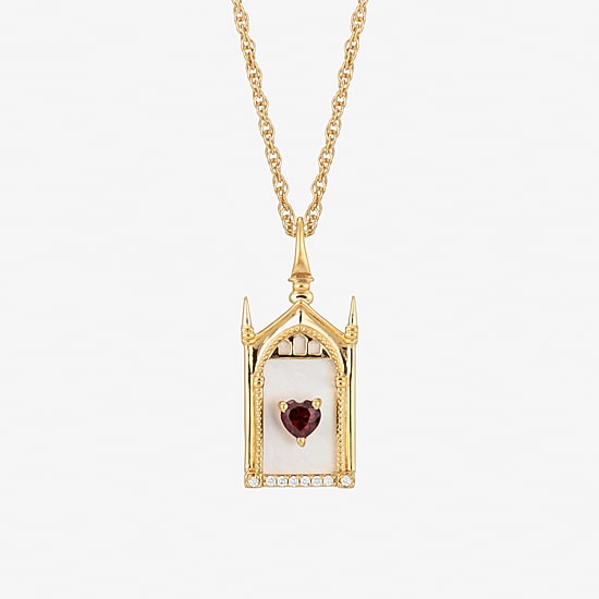 Harry Potter (F/Si2) Womens Diamond Accent Genuine Red Garnet 14K Gold Over Silver 16 Inch Pendant Necklace