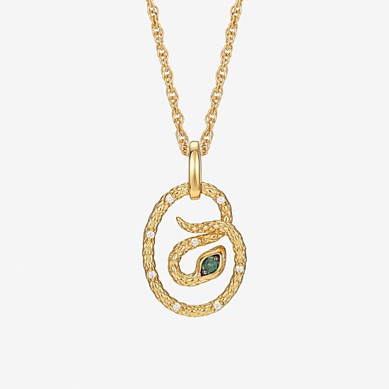 Harry Potter (F/Si2) Womens Diamond Accent Genuine Green Aventurine 14K Gold Over Silver 16 Inch Pendant Necklace
