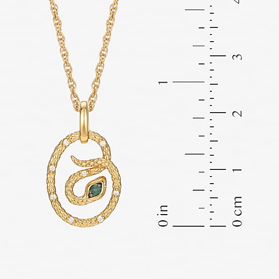 Harry Potter (F/Si2) Womens Diamond Accent Genuine Green Aventurine 14K Gold Over Silver 16 Inch Pendant Necklace
