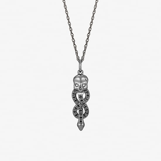 Harry Potter (F / Si2) Womens Diamond Accent Genuine Black Spinel Sterling Silver Skull 18 Inch Pendant Necklace