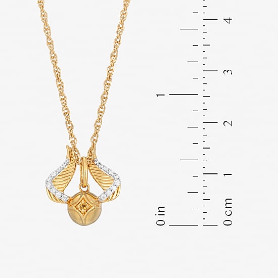 Harry Potter (F / Si2) Womens 1/10 CT. T.W. Genuine Yellow Citrine 14K Gold Over Silver 16 Inch Pendant Necklace