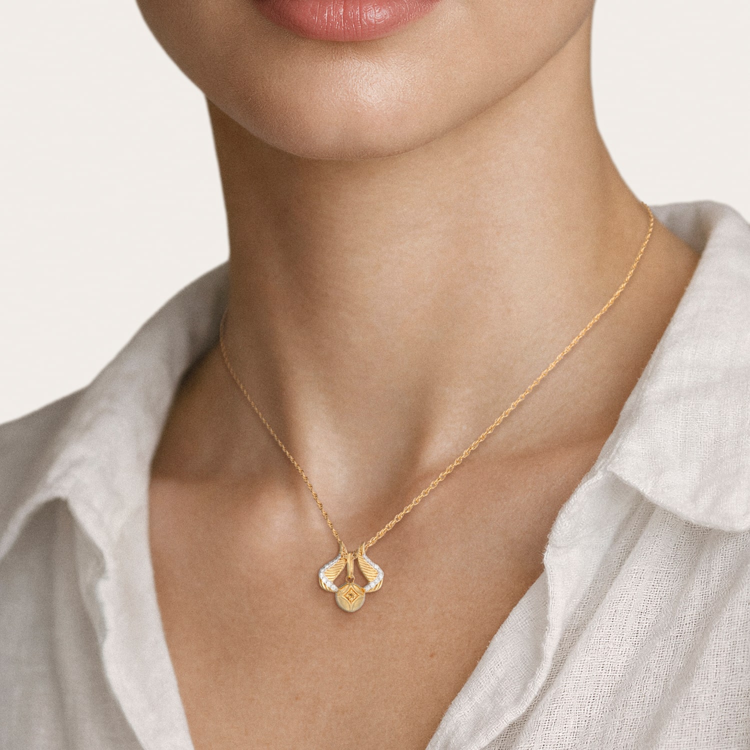 Harry Potter (F / Si2) Womens 1/10 CT. T.W. Genuine Yellow Citrine 14K Gold Over Silver 16 Inch Pendant Necklace
