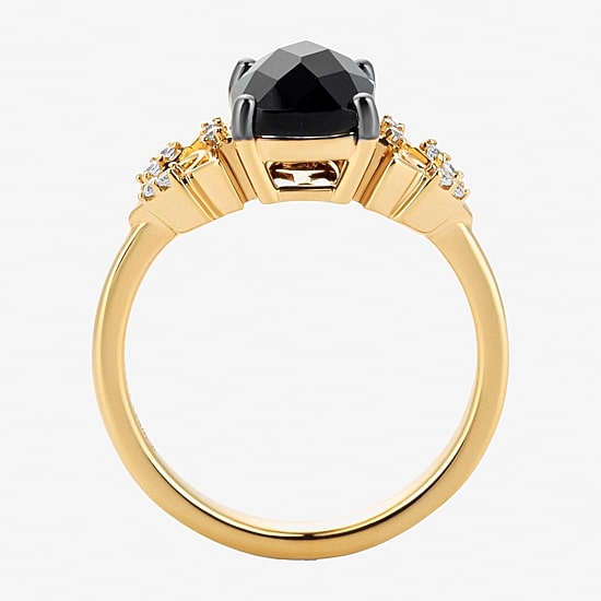 Harry Potter (F/Si2) Womens Lab Grown Diamond Accent Genuine Black Onyx 14K Gold Over Silver Cushion Cocktail Ring