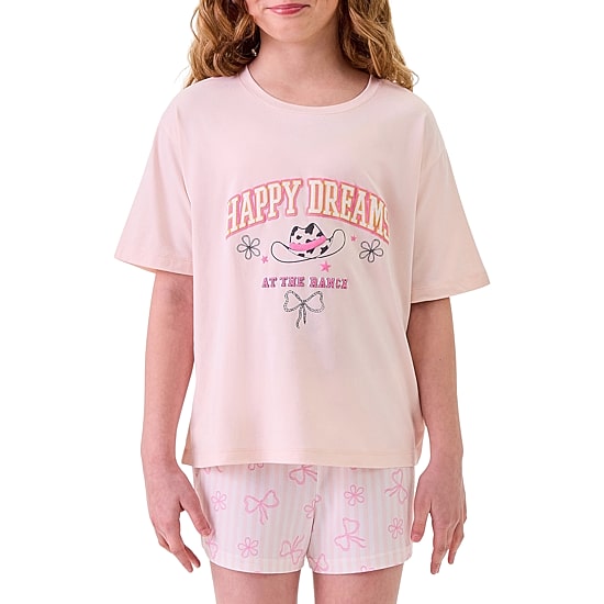 Dream Big Peace Out Little & Big Kid Girls Crew Neck Short Sleeve 2-pc. Pajama Set