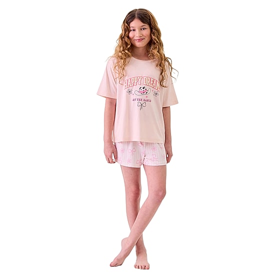 Dream Big Peace Out Little & Big Kid Girls Crew Neck Short Sleeve 2-pc. Pajama Set