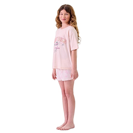 Dream Big Peace Out Little & Big Kid Girls Crew Neck Short Sleeve 2-pc. Pajama Set