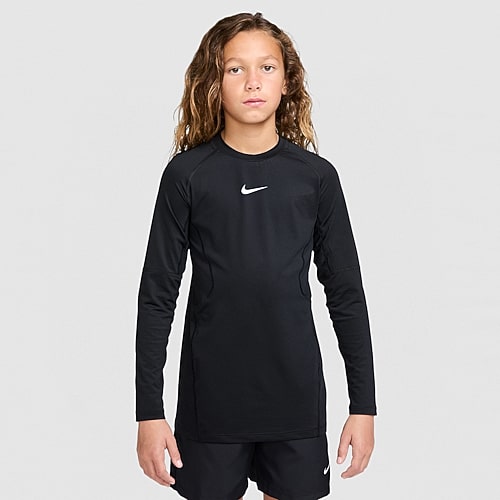 Nike Big Kid Boys Crew Neck Long Sleeve Active T-Shirt, Medium, Black