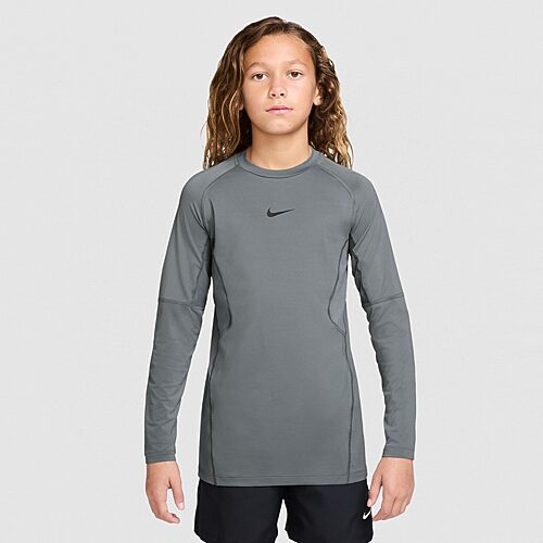 Nike Big Kid Boys Crew Neck Long Sleeve Active T-Shirt, Large, Gray