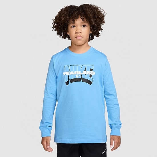 Nike Big Kid Unisex Crew Neck Long Sleeve Classic Fit Graphic T-Shirt ...