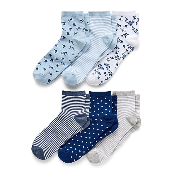 Mixit Womens 6 Pair Quarter Ankle Socks, Color: Blue - JCPenney