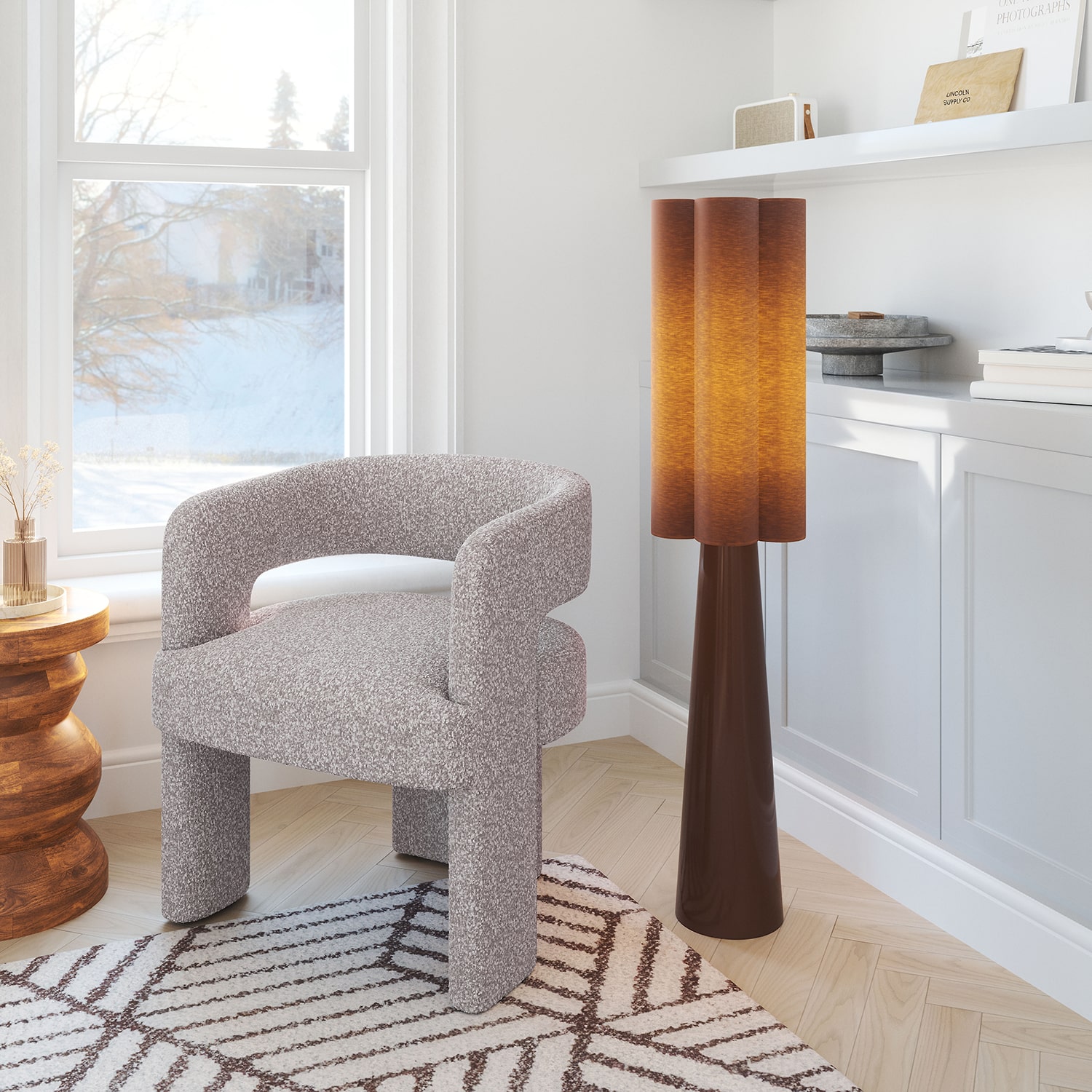 Zuo Modern Violet Brown Pvc And Powder Coated Steel Floor Lamp