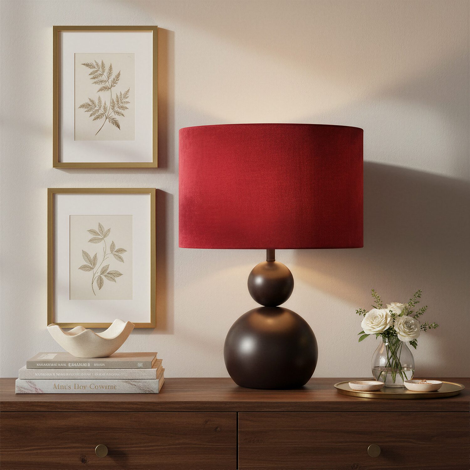 Zuo Modern Shobu Red Powder Coated Steel Table Lamp