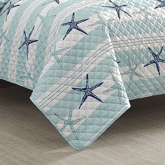 Avanti Starfish Stripe REVERSIBLE Quilt Set