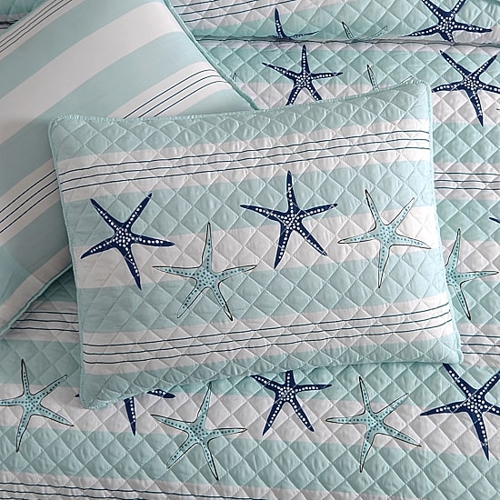 Avanti Starfish Stripe REVERSIBLE Quilt Set