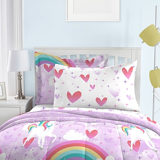 Dream Factory Unicorn Rainbow 5-pc. Complete Bedding Set with Sheets