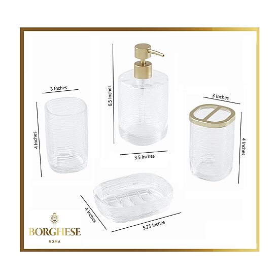 BORGHESE ROMA Amalfi Glass 4-pc. Bath Accessory Sets