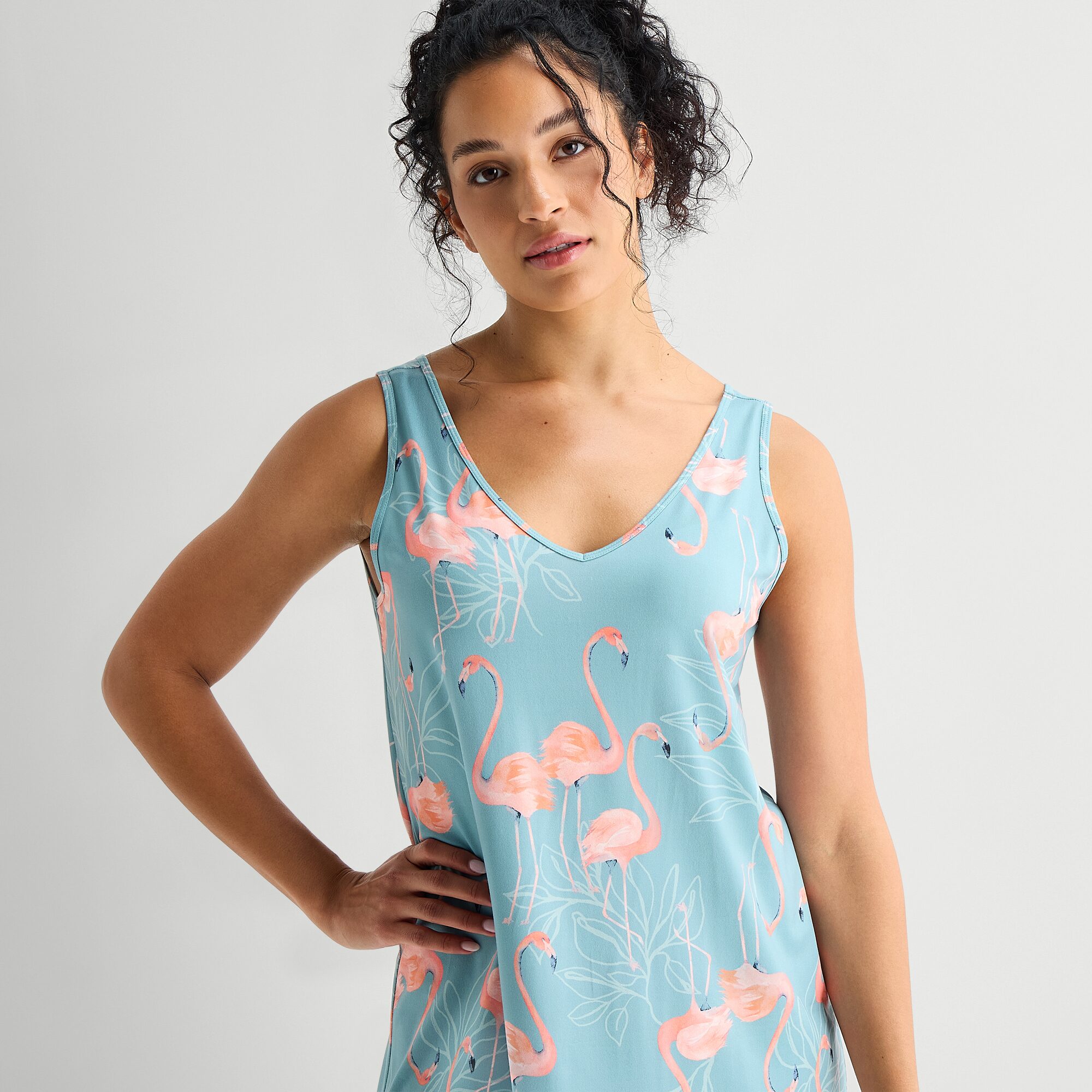 Ambrielle Womens Sleeveless V Neck Nightshirt