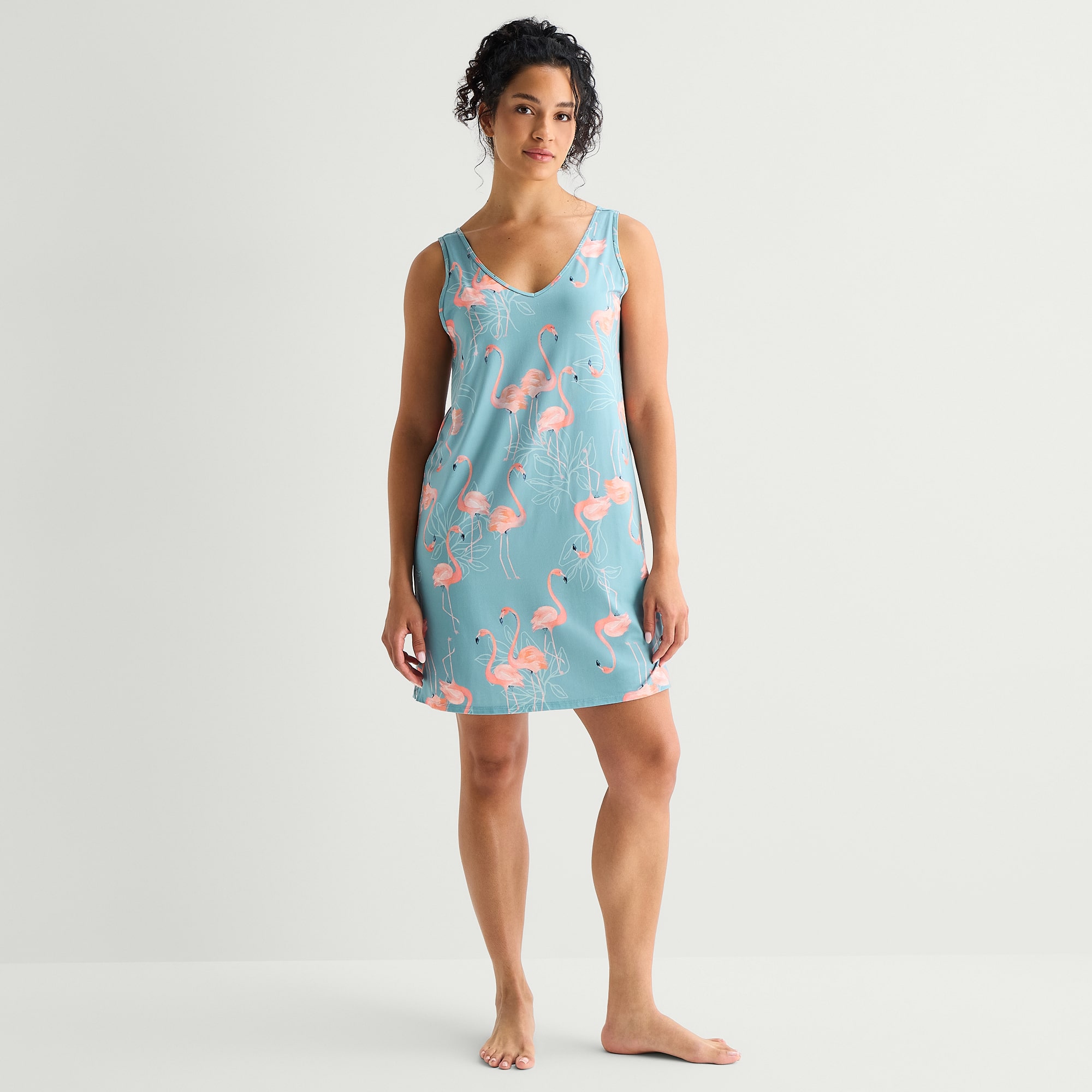 Ambrielle Womens Sleeveless V Neck Nightshirt