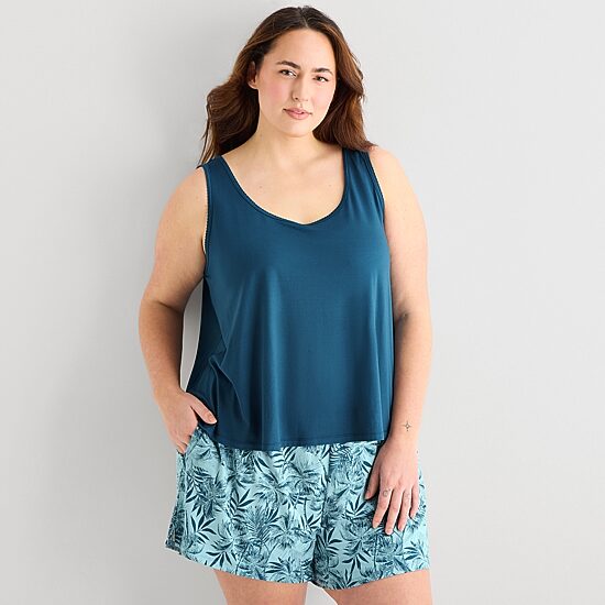 Ambrielle Womens Sleeveless 2-pc. Plus Pajama Set