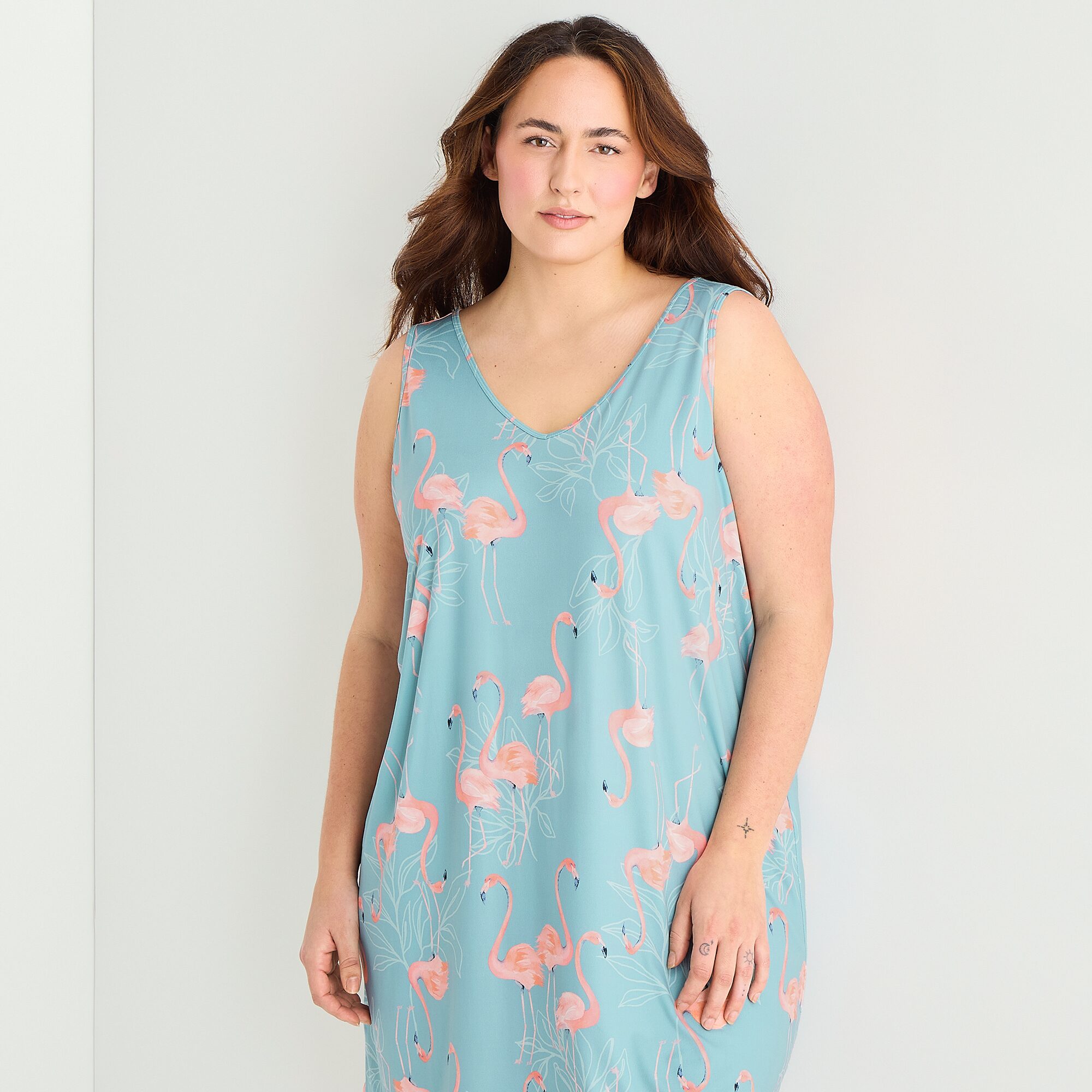 Ambrielle Womens Sleeveless V Neck Nightshirt