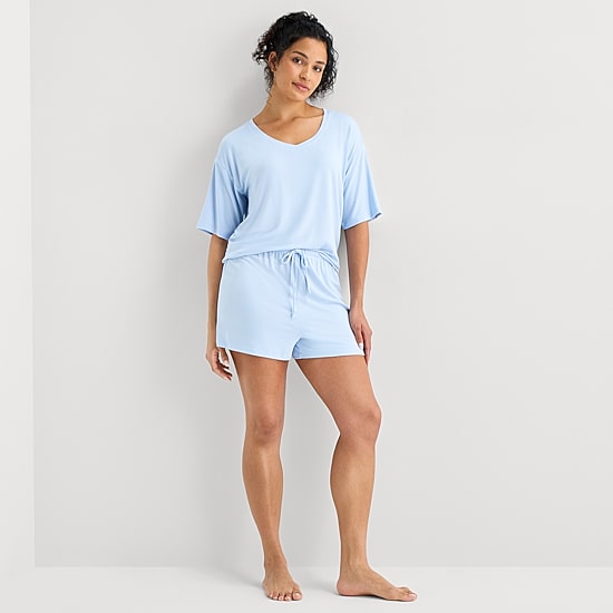 Ambrielle Dream Cool Womens V Neck Short Sleeve Pajama Top