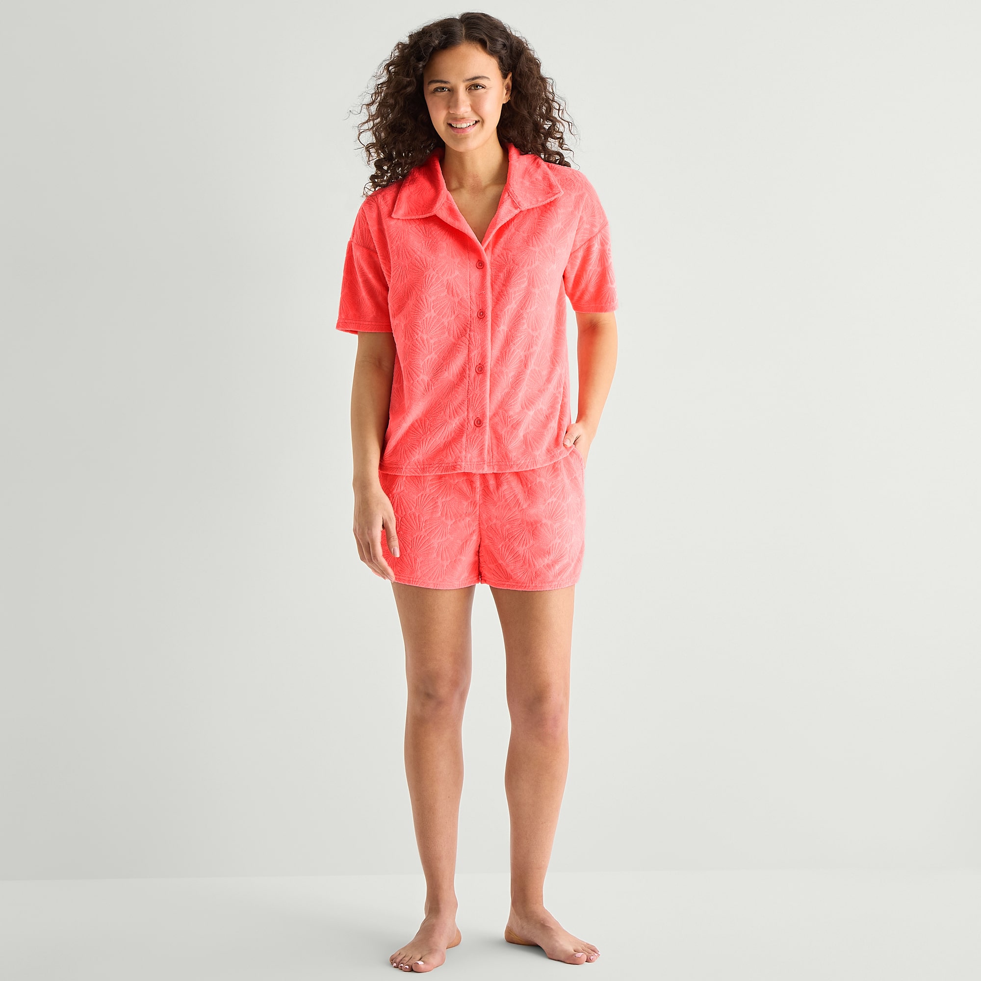 Sleep Chic Womens Short Sleeve Pajama Set