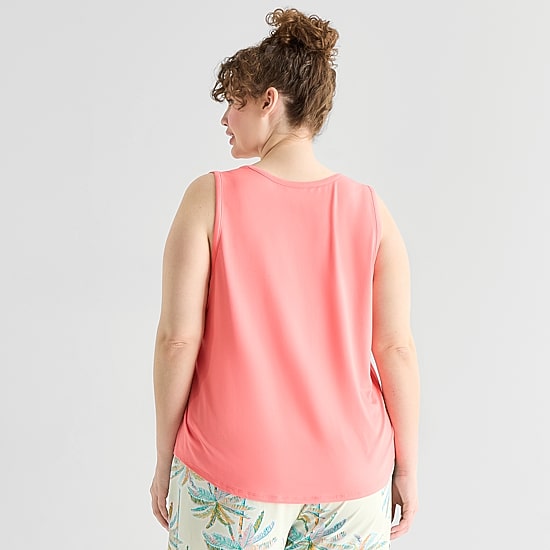 Sleep Chic Womens Scoop Neck Sleeveless Plus Pajama Top