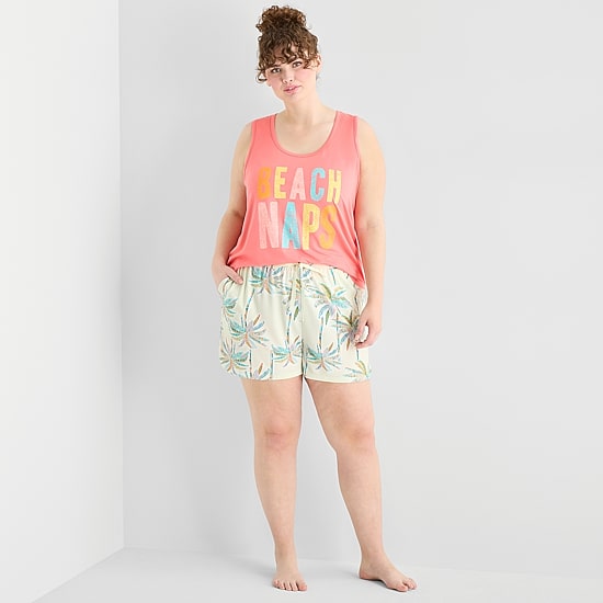 Sleep Chic Womens Scoop Neck Sleeveless Plus Pajama Top