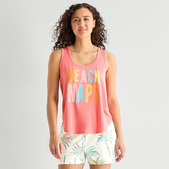 Sleep Chic Womens Scoop Neck Sleeveless Pajama Top