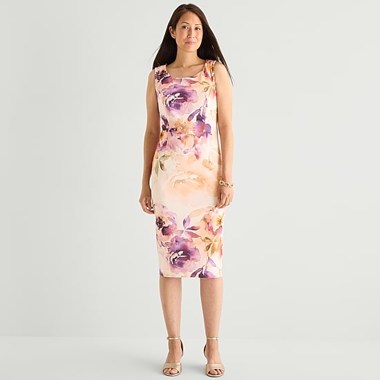 Maya Brooke Womens Floral Jacket Dress