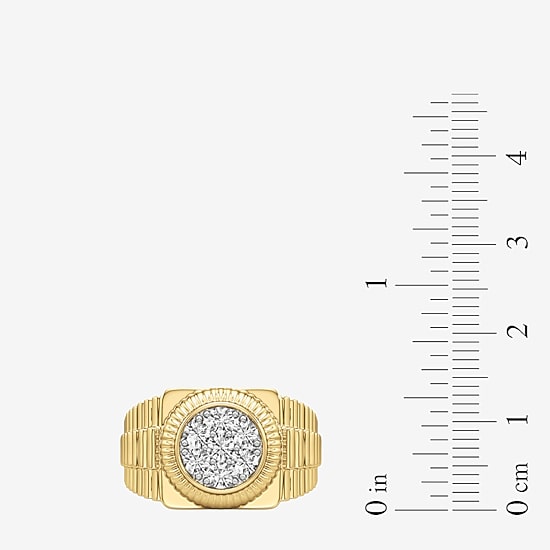 (G-H / Si2) Mens 1 1/5 CT. T.W. Lab Grown White Diamond 14K Gold Over Silver Fashion Ring