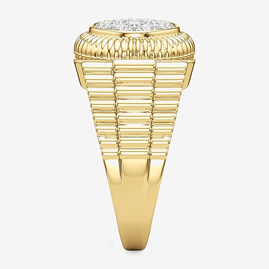 (G-H / Si2) Mens 1 1/5 CT. T.W. Lab Grown White Diamond 14K Gold Over Silver Fashion Ring