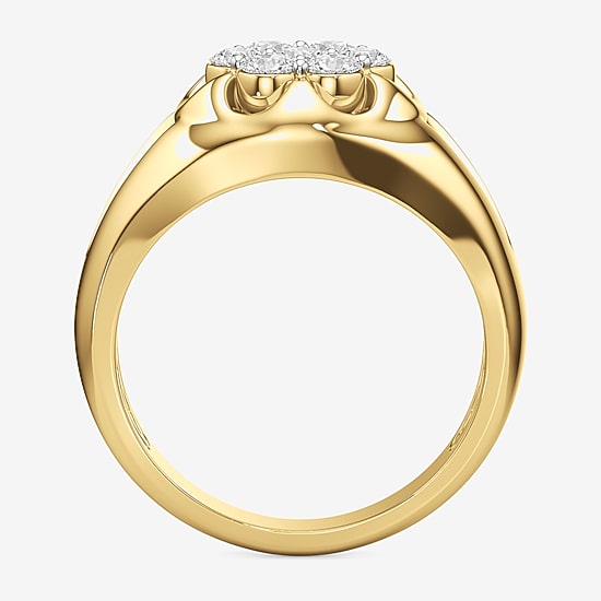 (G-H / Si2) Mens 1 CT. T.W. Lab Grown White Diamond 14K Gold Over Silver Fashion Ring