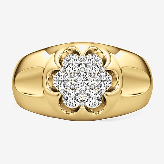 (G-H / Si2) Mens 1 CT. T.W. Lab Grown White Diamond 14K Gold Over Silver Fashion Ring