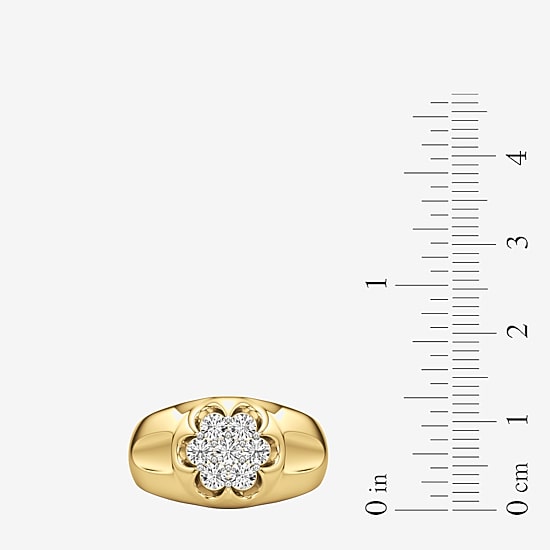 (G-H / Si2) Mens 1 CT. T.W. Lab Grown White Diamond 14K Gold Over Silver Fashion Ring