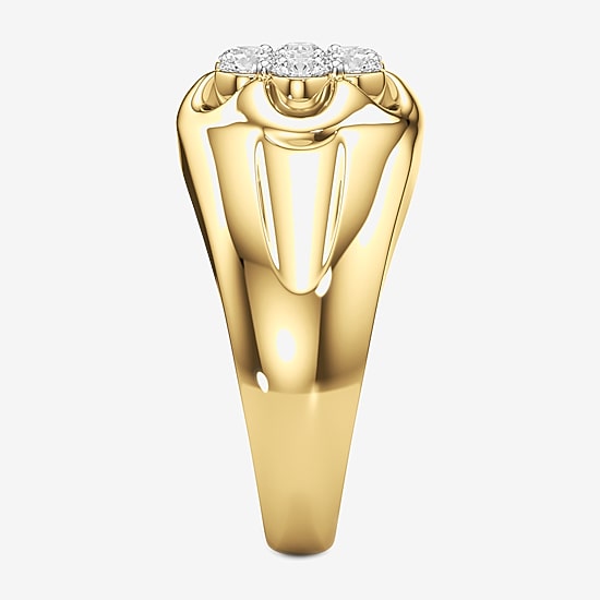 (G-H / Si2) Mens 1 CT. T.W. Lab Grown White Diamond 14K Gold Over Silver Fashion Ring