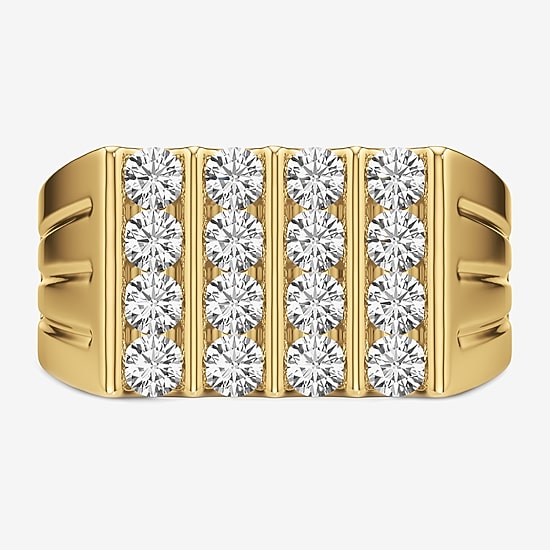 (G-H / Si2) Mens 2 1/2 CT. T.W. Lab Grown White Diamond 14K Gold Over Silver Fashion Ring
