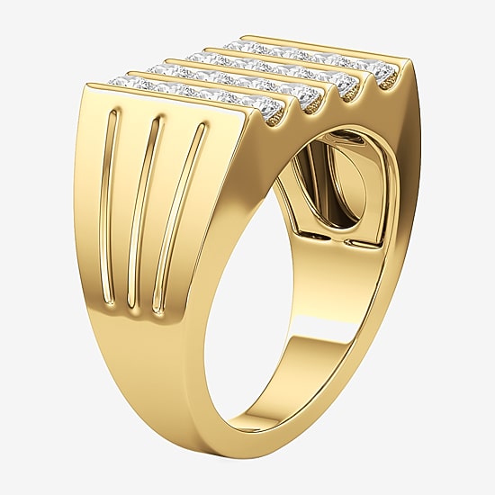 (G-H / Si2) Mens 2 1/2 CT. T.W. Lab Grown White Diamond 14K Gold Over Silver Fashion Ring