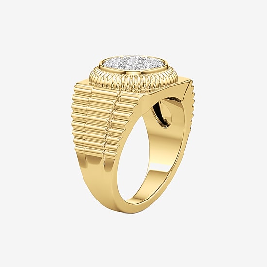 (G-H / Si2) Mens 1 1/2 CT. T.W. Lab Grown White Diamond 14K Gold Over Silver Fashion Ring