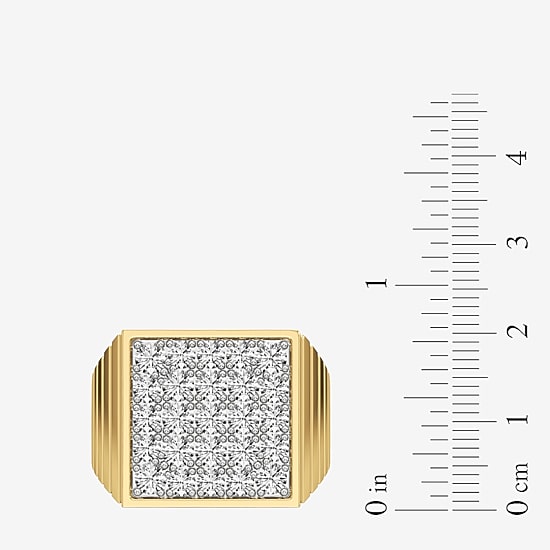 (G-H / Si2) Mens 3 CT. T.W. Lab Grown White Diamond 14K Gold Over Silver Fashion Ring
