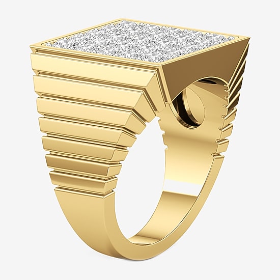 (G-H / Si2) Mens 3 CT. T.W. Lab Grown White Diamond 14K Gold Over Silver Fashion Ring