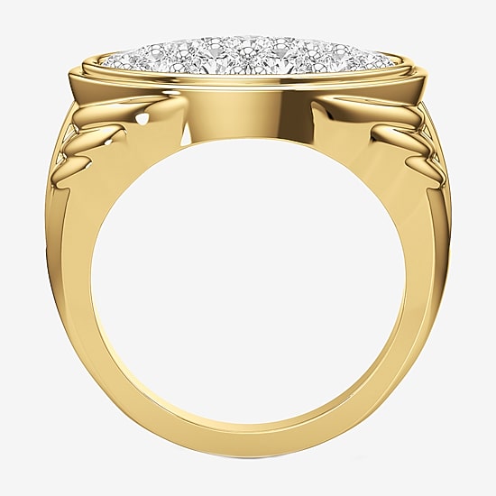 (G-H / Si2) Mens 3 CT. T.W. Lab Grown White Diamond 14K Gold Over Silver Fashion Ring