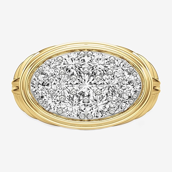 (G-H / Si2) Mens 3 CT. T.W. Lab Grown White Diamond 14K Gold Over Silver Fashion Ring